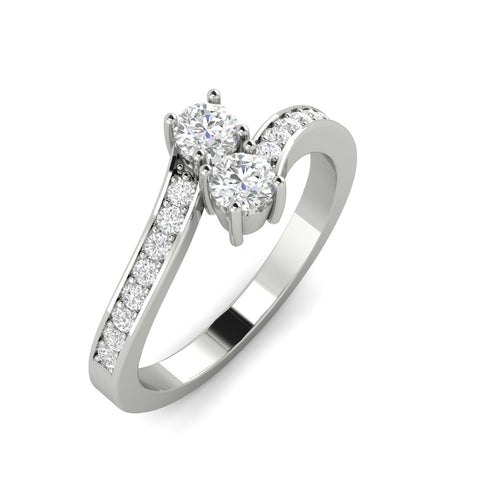 3/4 Carat TW Diamond Two Stone Ring in 10k White Gold (K-L, I2-I3)