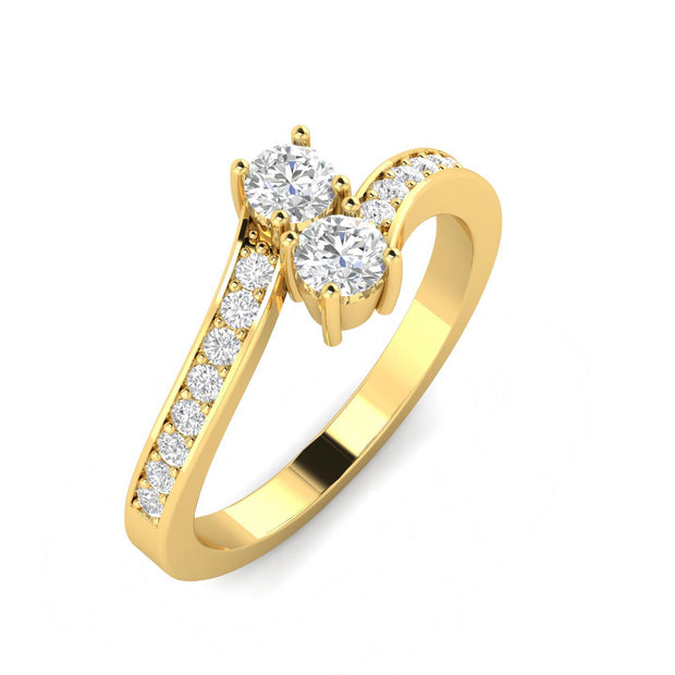 3/4 Carat TW Diamond Two Stone Ring in 10k Yellow Gold (J-K, I2-I3)