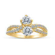 1/4 Carat TW Diamond Two Stone Ring in 10k Yellow Gold (K-L, I2-I3)
