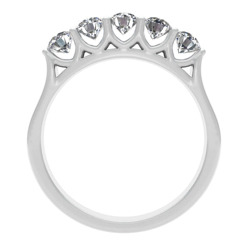 1/2 Carat TW Diamond Five Stone Wedding Band in 10k White Gold (G-H, I2-I3)