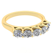 1/2 Carat TW Diamond Five Stone Wedding Band in 10k Yellow Gold (J-K, I2-I3)