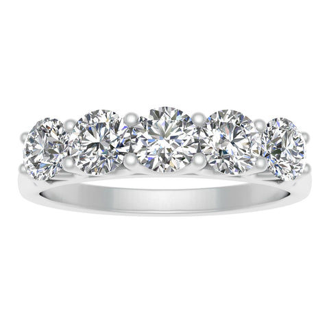1.00ctw Diamond Five Stone Wedding Band in 14k White Gold (J-K, I2-I3)