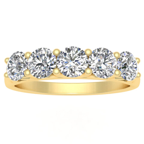 1.00ctw Diamond Five Stone Wedding Band in 14k Yellow Gold (K-L, I2-I3)