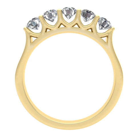 1.00ctw Diamond Five Stone Wedding Band in 14k Yellow Gold (K-L, I2-I3)