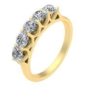 1.00ctw Diamond Five Stone Wedding Band in 14k Yellow Gold (J-K, I2-I3)