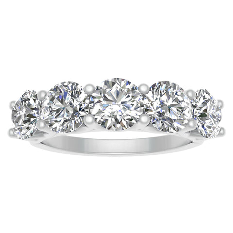 2.50ctw Diamond Five Stone Wedding Band in 14k White Gold (K-L, I2-I3)