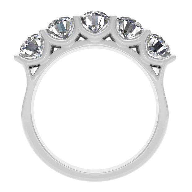 2.50ctw Diamond Five Stone Wedding Band in 14k White Gold (K-L, I2-I3)