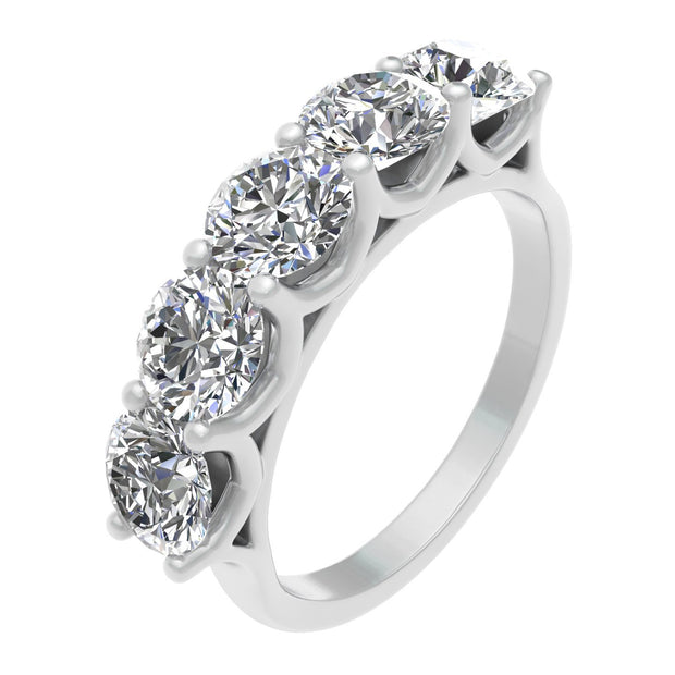 2.00ctw Diamond Five Stone Wedding Band in 14k White Gold (K-L, I2-I3)