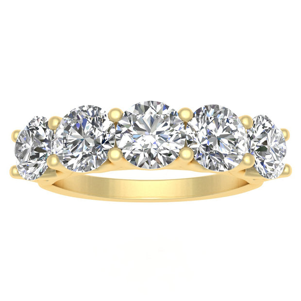 2.00ctw Diamond Five Stone Wedding Band in 14k Yellow Gold (K-L, I2-I3)