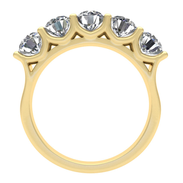 2.50ctw Diamond Five Stone Wedding Band in 14k Yellow Gold (K-L, I2-I3)
