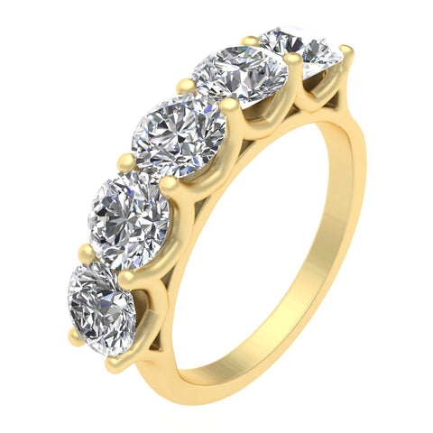 2.00ctw Diamond Five Stone Wedding Band in 14k Yellow Gold (J-K, I2-I3)
