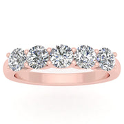 1/2ctw Diamond Five Stone Anniversary Ring in 10k Rose Gold (J-K, I2-I3)