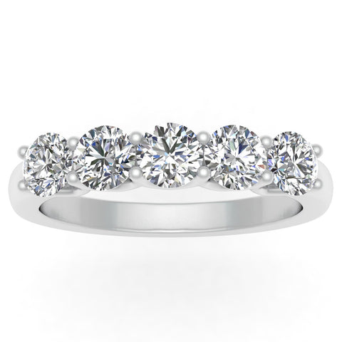 1/2ctw Diamond Five Stone Anniversary Ring in 10k White Gold (K-L, I2-I3)
