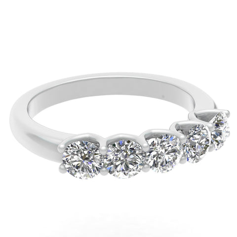 1/2ctw Diamond Five Stone Anniversary Ring in 10k White Gold (J-K, I2-I3)