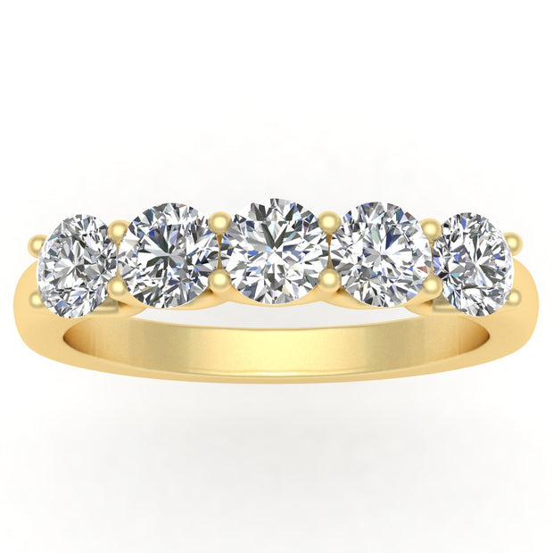 1/2ctw Diamond Five Stone Anniversary Ring in 10k Yellow Gold (J-K, I2-I3)