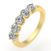 1/2ctw Diamond Five Stone Anniversary Ring in 10k Yellow Gold (K-L, I2-I3)