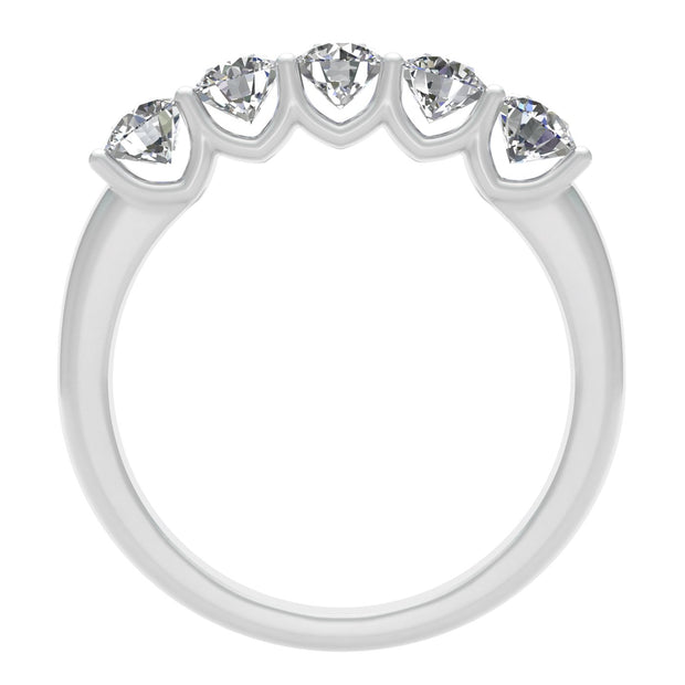 1.00ctw Diamond Five Stone Anniversary Ring in 14k White Gold (J-K, I2-I3)