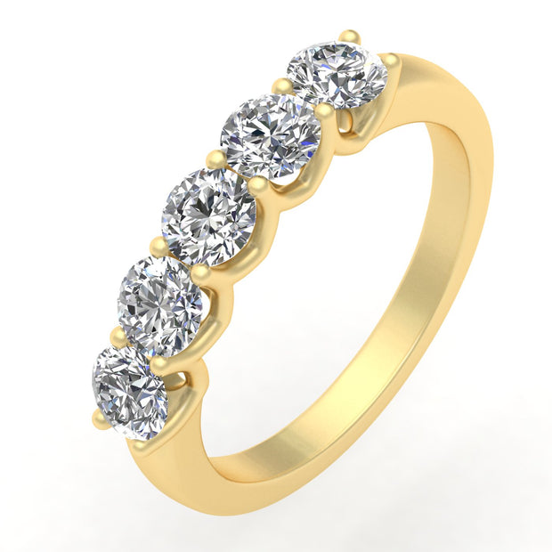 1.00ctw Diamond Five Stone Anniversary Ring in 14k Yellow Gold (J-K, I2-I3)