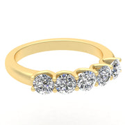 1.00ctw Diamond Five Stone Anniversary Ring in 14k Yellow Gold (J-K, I2-I3)