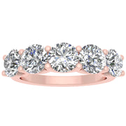 1.50ctw Diamond Five Stone Anniversary Ring in 14k Rose Gold (J-K, I2-I3)