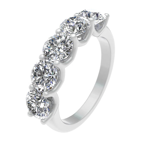1.50ctw Diamond Five Stone Anniversary Ring in 14k White Gold (J-K, I2-I3)