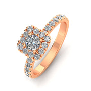 1.00 Carat TW Diamond Halo Engagement Ring in 10k Rose Gold