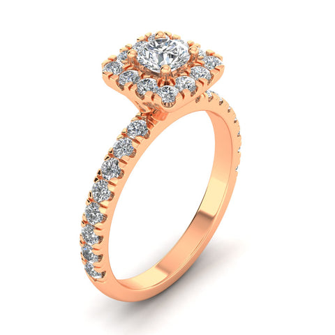 1.00 Carat TW Diamond Halo Engagement Ring in 10k Rose Gold