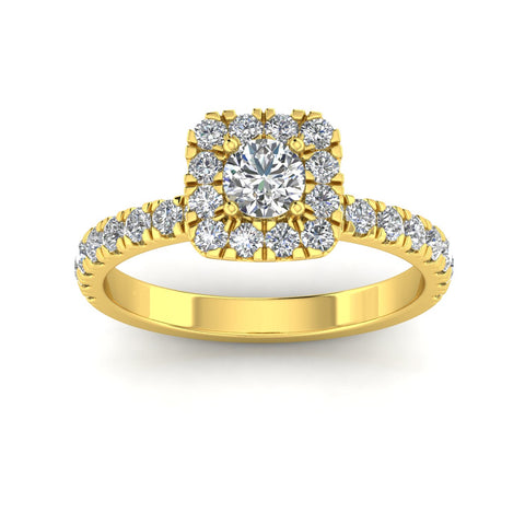 1.00 Carat TW Diamond Halo Engagement Ring in 10k Yellow Gold