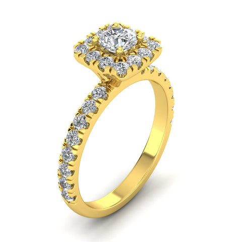 1.00 Carat TW Diamond Halo Engagement Ring in 10k Yellow Gold