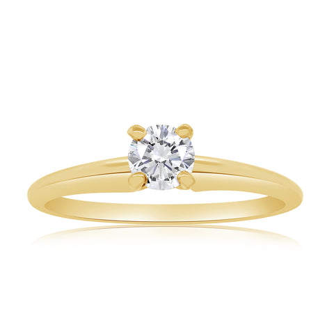 1/3 Carat TW Diamond Solitaire Engagement Ring in 14k Yellow Gold (G-H, I1-I2)