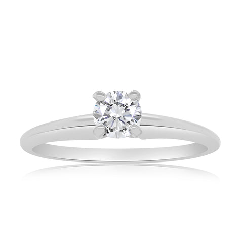 1/5 Carat TW Diamond Solitaire Engagement Ring in 14k White Gold (G-H, I1-I2)
