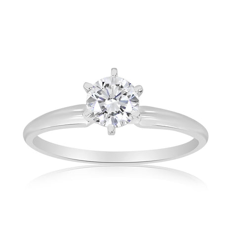 1/2 Carat TW Diamond Solitaire Engagement Ring in 14k White Gold (G-H, I1-I2)