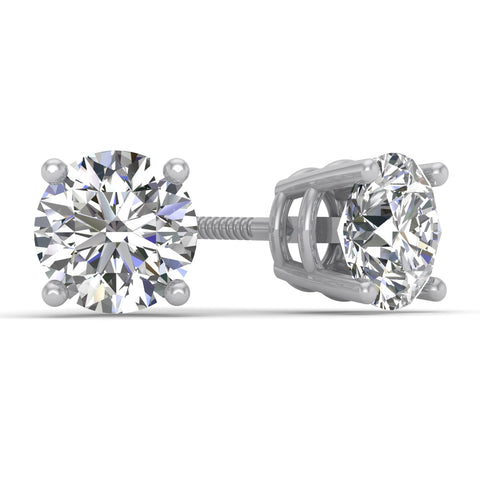 3/4ctw IGI Certified 14K White Gold Round Diamond Stud Earrings with Screw-Backs