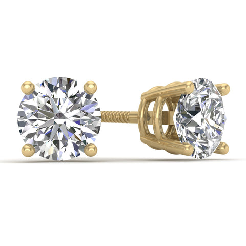 3/4ctw Certified 14K Yellow Gold Round Diamond Stud Earrings with Screw-Backs