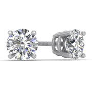 Certified 1.00 Carat TW 14k White Gold Round Diamond Stud Earrings with Screw-Backs