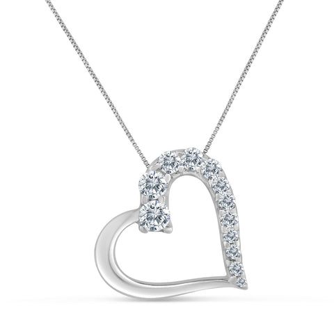 1/2 Carat Tw Diamond Heart Pendant in 10k White Gold