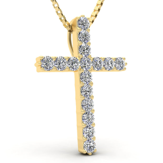1/2 Carat TW Natural Diamond Cross Pendant In 10k White Gold