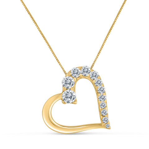 1/4 Carat Tw Diamond Heart Pendant in 10k Yellow Gold