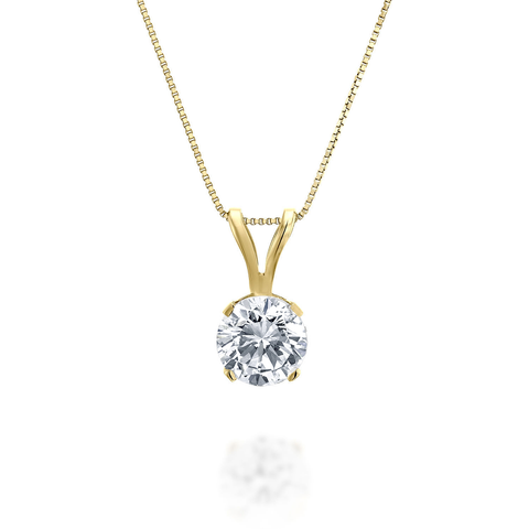 1.00ct tw Diamond Solitaire Pendant Necklace in 14k Yellow Gold (G-H, I1)