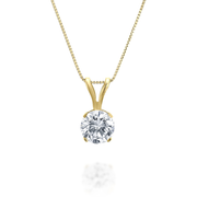 3/8 Carat TW Round Diamond Solitaire Pendant Necklace in 14k Yellow Gold (G-H, I1)
