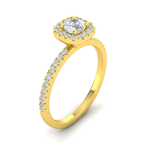 1/2ctw Diamond Halo Engagement Ring in 10k Yellow Gold (G-H, I2-I3)