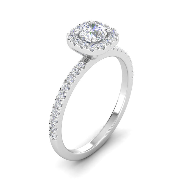 1/2ctw Diamond Halo Engagement Ring in 10k White Gold (G-H, I2-I3)