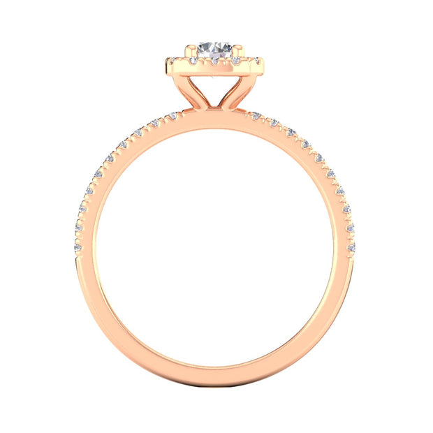 1/2ctw Diamond Halo Engagement Ring in 10k Rose Gold (G-H, I2-I3)